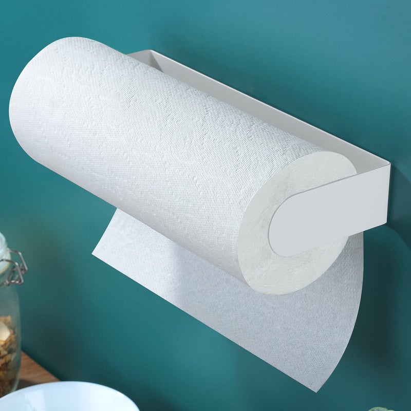 ZUNTO Paper Towel Holder Under Cabinet - Paper Towel Rack for Kitchen  Adhesive Paper Towel Holder SUS304 Stainless Steel(White) - Image 3